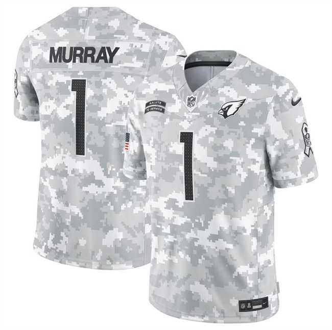 Mens Arizona Cardinals #1 Kyler Murray 2024 Arctic Camo Salute To Service Limited Stitched Jersey Dyin